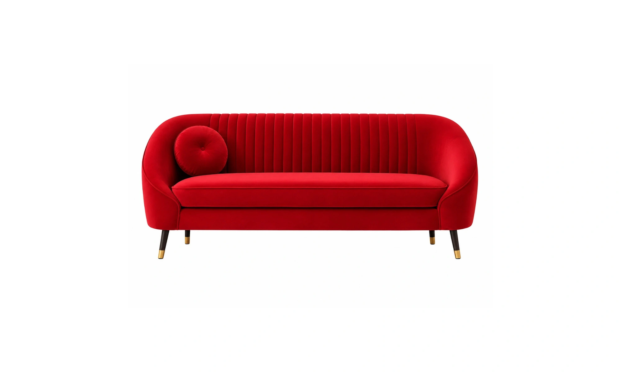 Channel Tufted Backrest Sofa(Red)